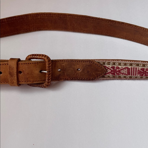 Vintage Style Embroidered leather belt.  34” - Picture 2 of 7
